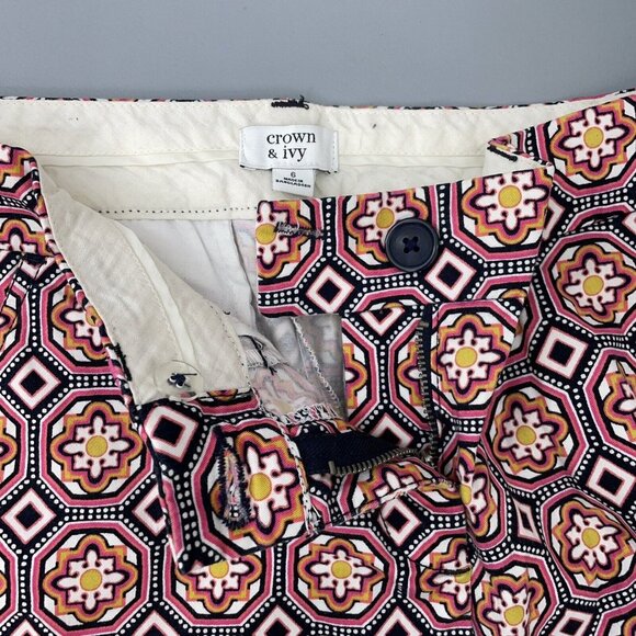 Crown And Ivy Shorts Stretch Geometric Multicolor Womens 6 - Picture 3 of 10